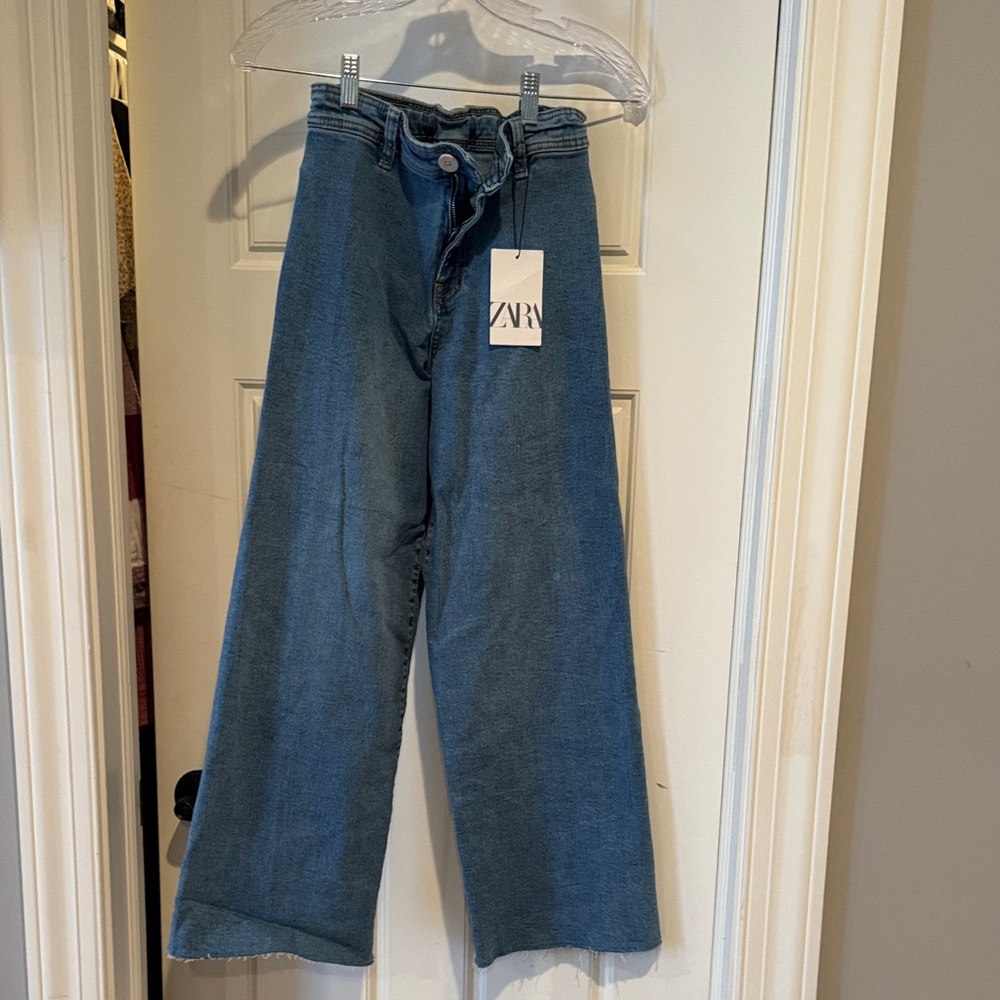 Zara Denim High-Waisted Trousers